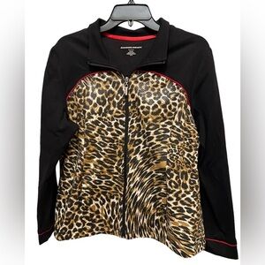 Allison Dailey Leopard Print Front Zippered Jacket Size Petite Med NWOT